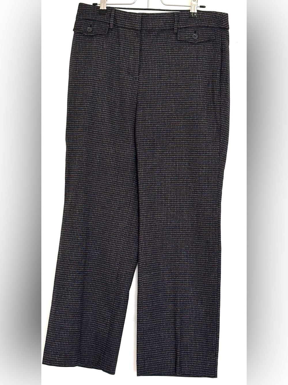 LOFT High Waist Curvy Trouser Navy Houndstooth Size 10 Petite - Picture 1 of 4